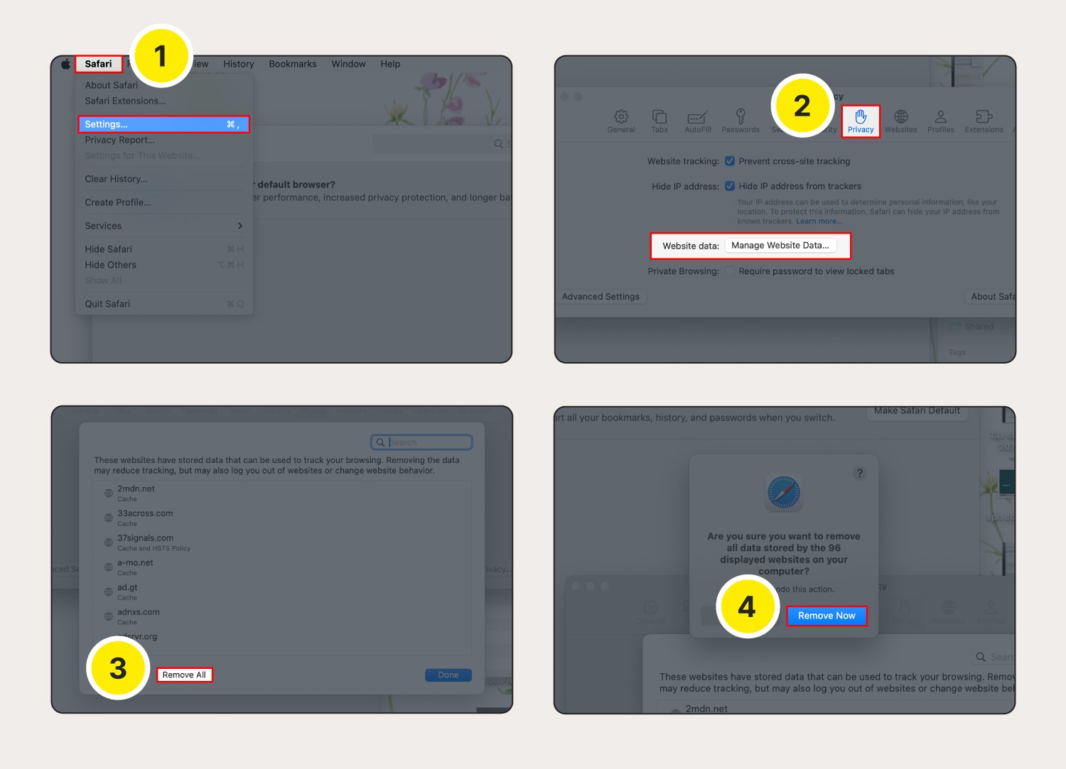 Abbildung: Löschen von Cookies in Safari unter macOS
