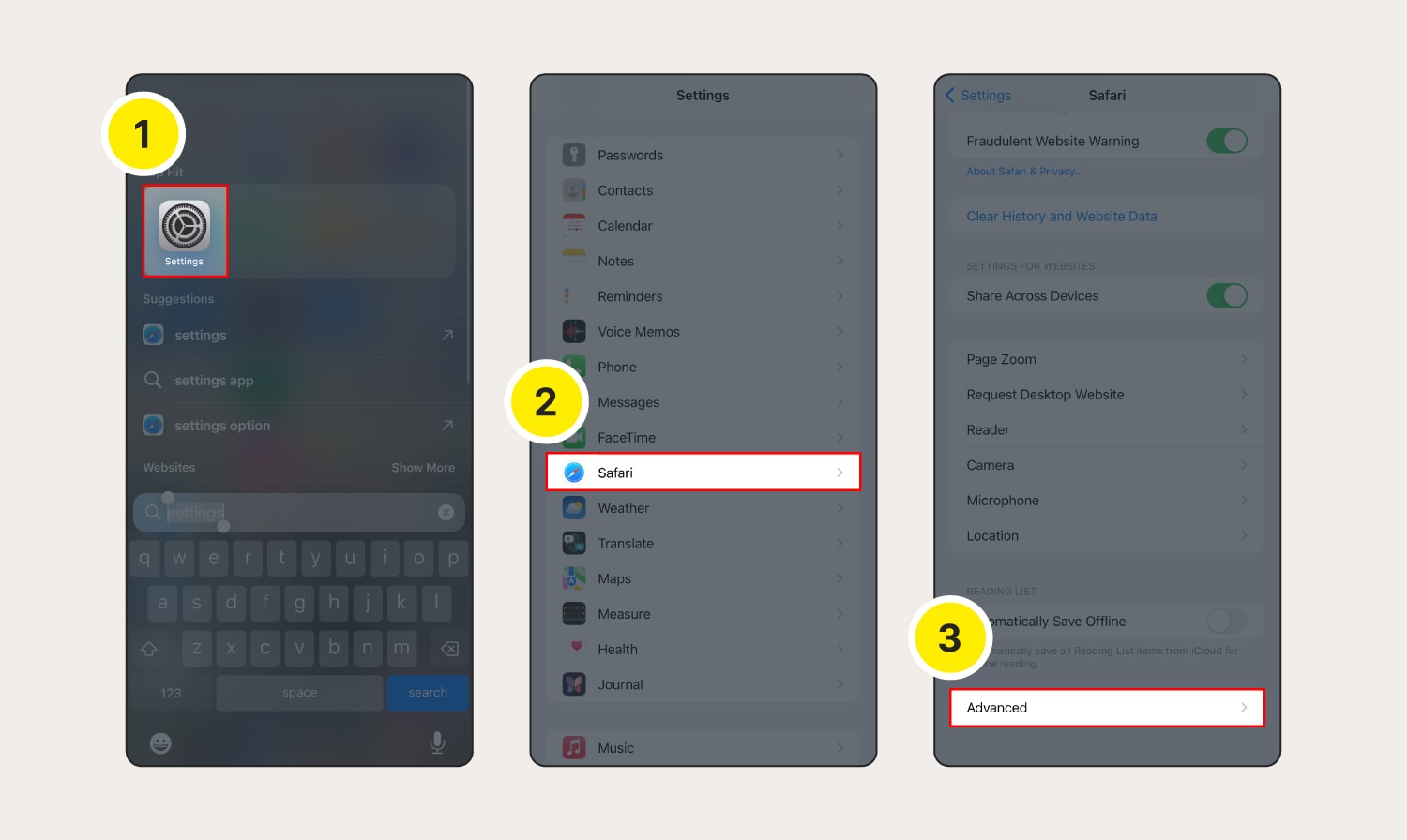 Abbildung: Entfernen von Cookies in Safari auf einem iOS-Gerät