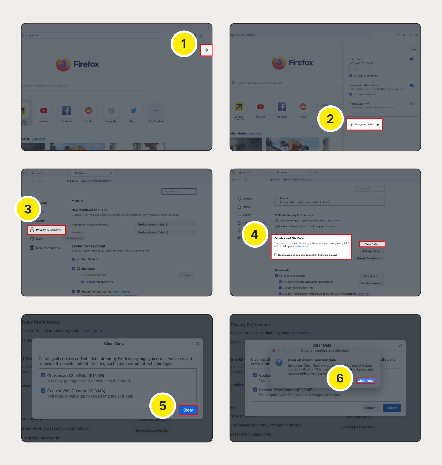 Abbildung: Löschen von Cookies in Firefox auf einem Computer