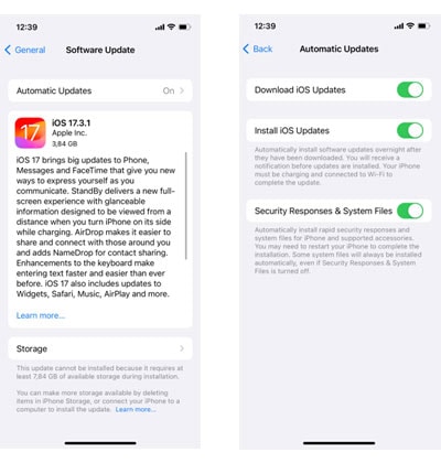 Automatische iOS-Updates einschalten.